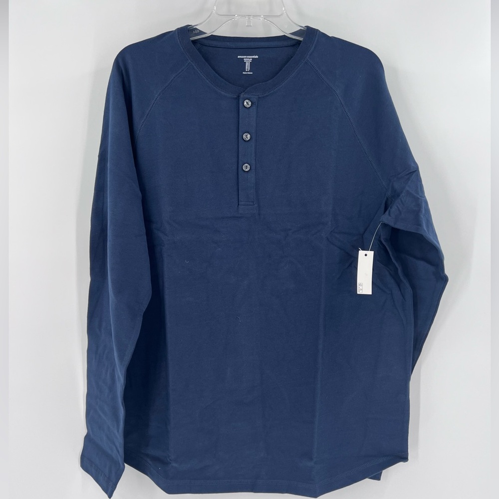 Amazon Essentials Navy Long-Sleeve Henley Shirt